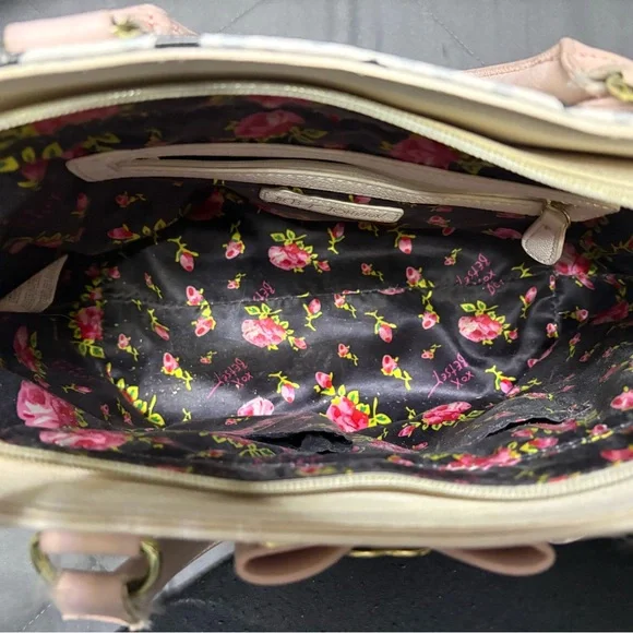 Charming Betsey Johnson Polka Dot Handbag with Pink Accents - Picture 5 of 9